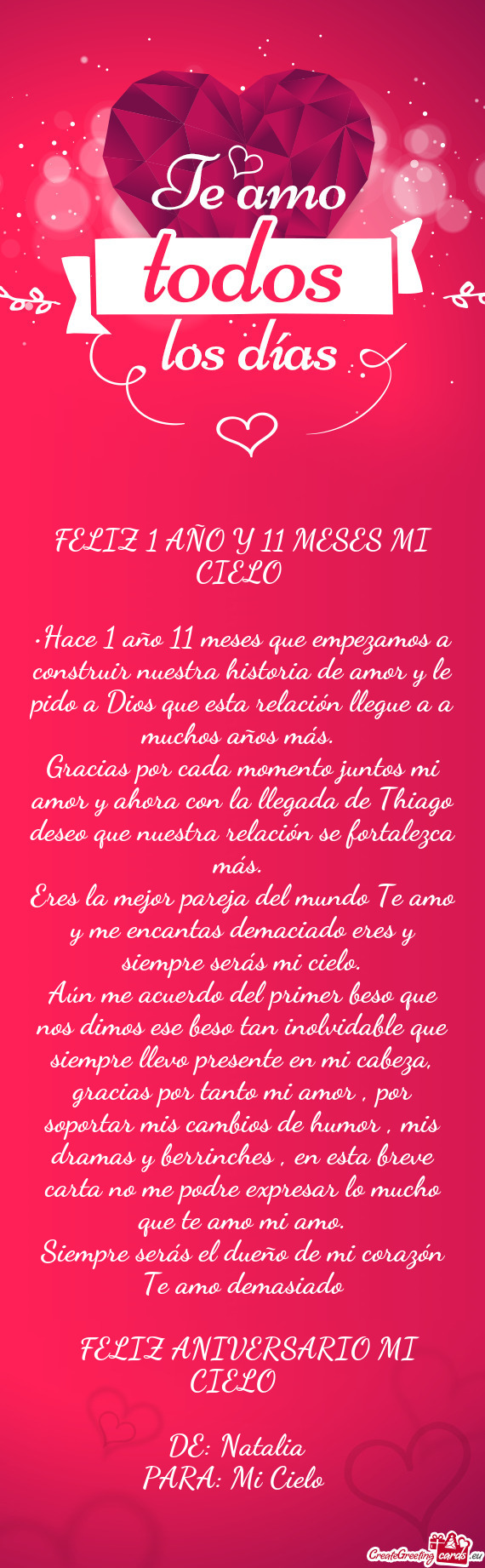 FELIZ 1 AÑO Y 11 MESES MI CIELO