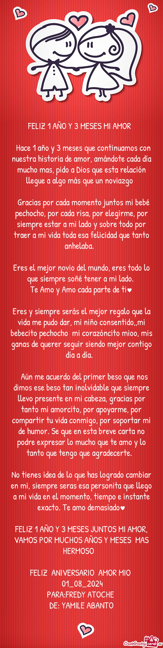 FELIZ 1 AÑO Y 3 MESES MI AMOR❤