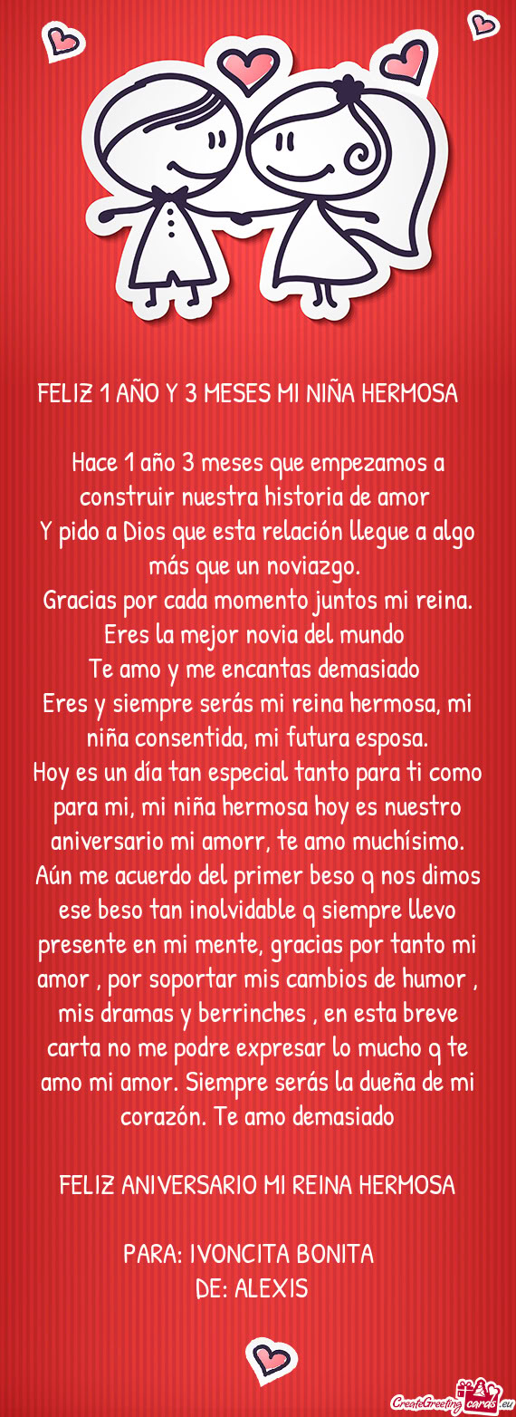 FELIZ 1 AÑO Y 3 MESES MI NIÑA HERMOSA ❤️