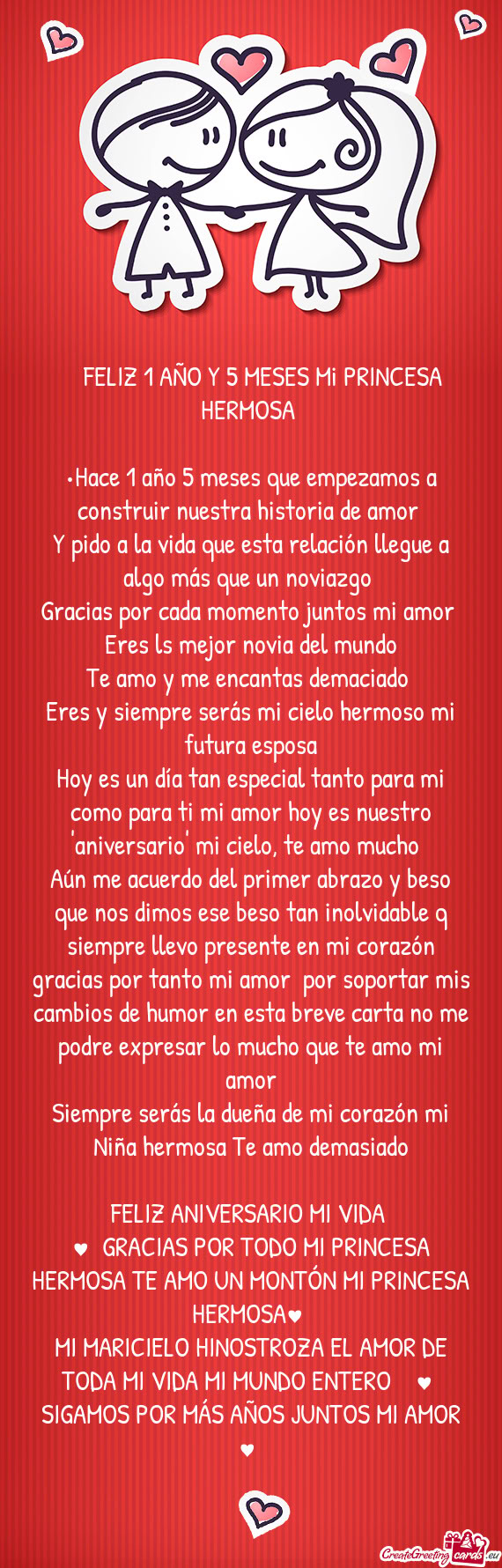 ❤️‍🩹FELIZ 1 AÑO Y 5 MESES Mi PRINCESA HERMOSA