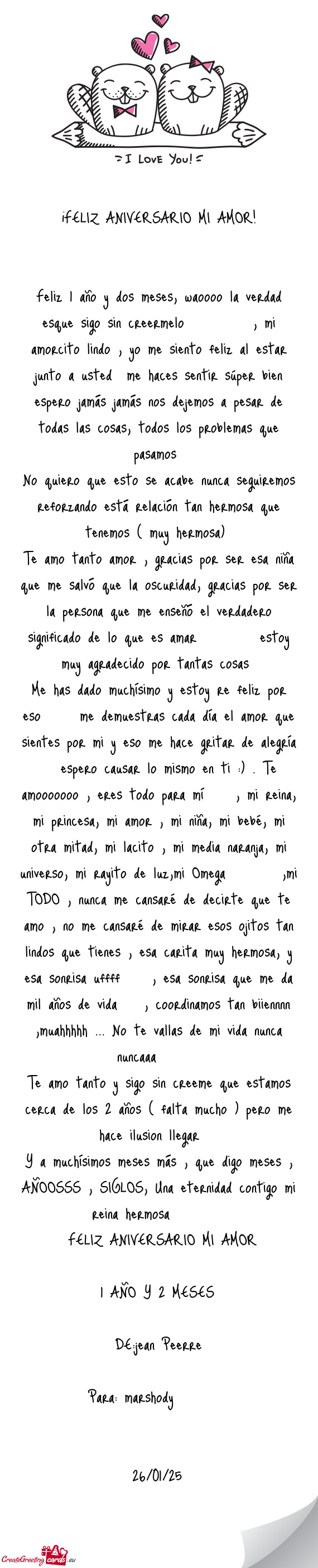 Feliz 1 año y dos meses, waoooo la verdad esque sigo sin creermelo🥺❤️‍🩹 , mi amorcito l