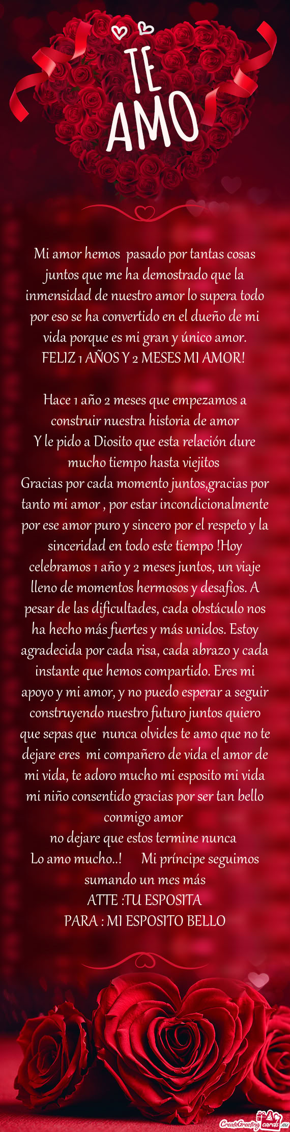 FELIZ 1 AÑOS Y 2 MESES MI AMOR