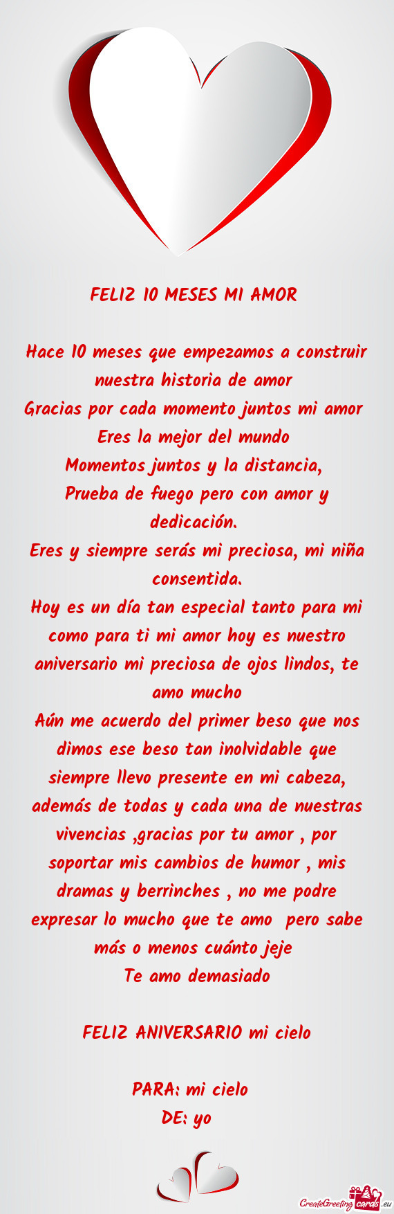 FELIZ 10 MESES MI AMOR