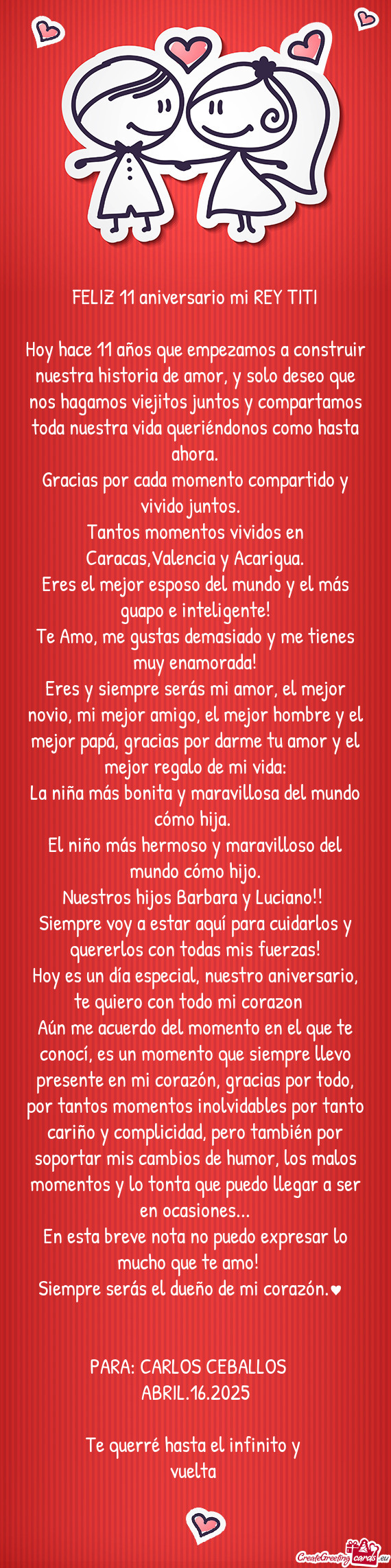 FELIZ 11 aniversario mi REY TITI