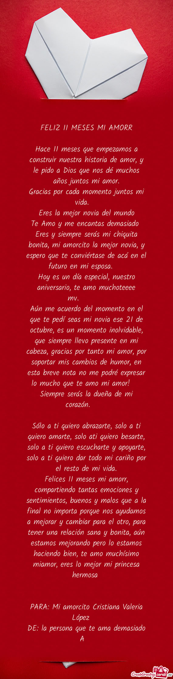 FELIZ 11 MESES MI AMORR
