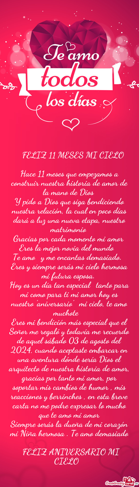 ❤️ FELIZ 11 MESES MI CIELO