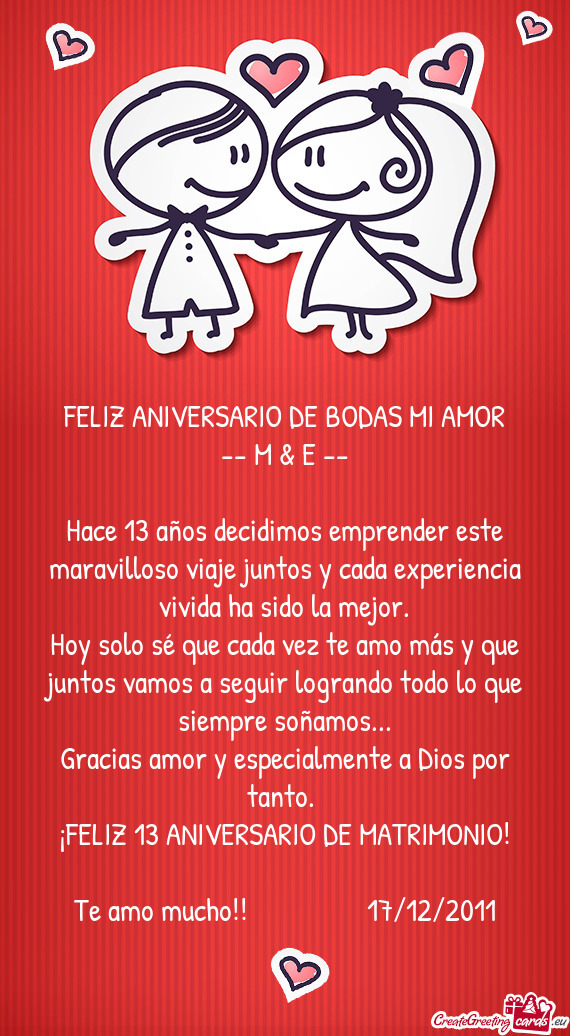 ¡FELIZ 13 ANIVERSARIO DE MATRIMONIO