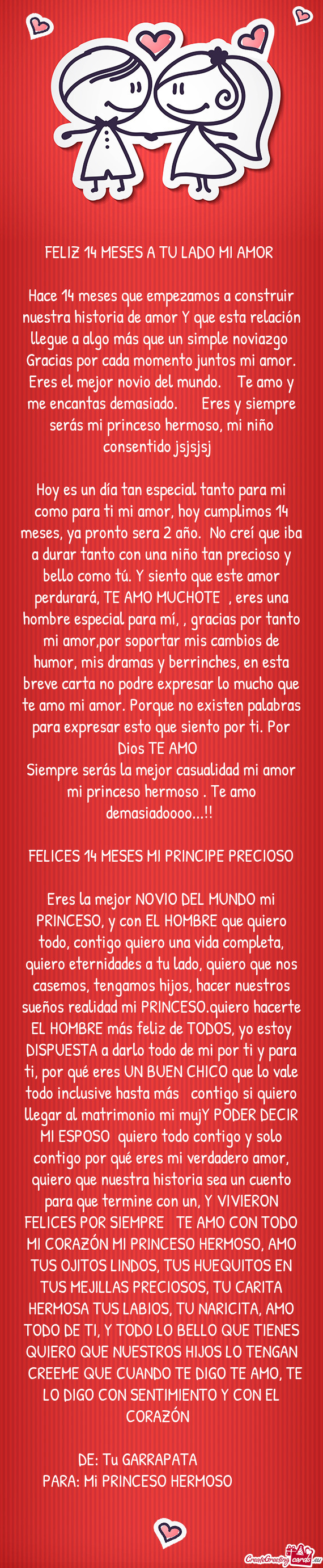 FELIZ 14 MESES A TU LADO MI AMOR