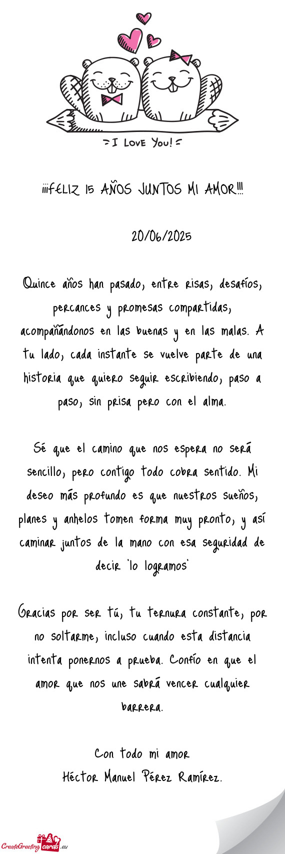 ¡¡¡FELIZ 15 AÑOS JUNTOS MI AMOR