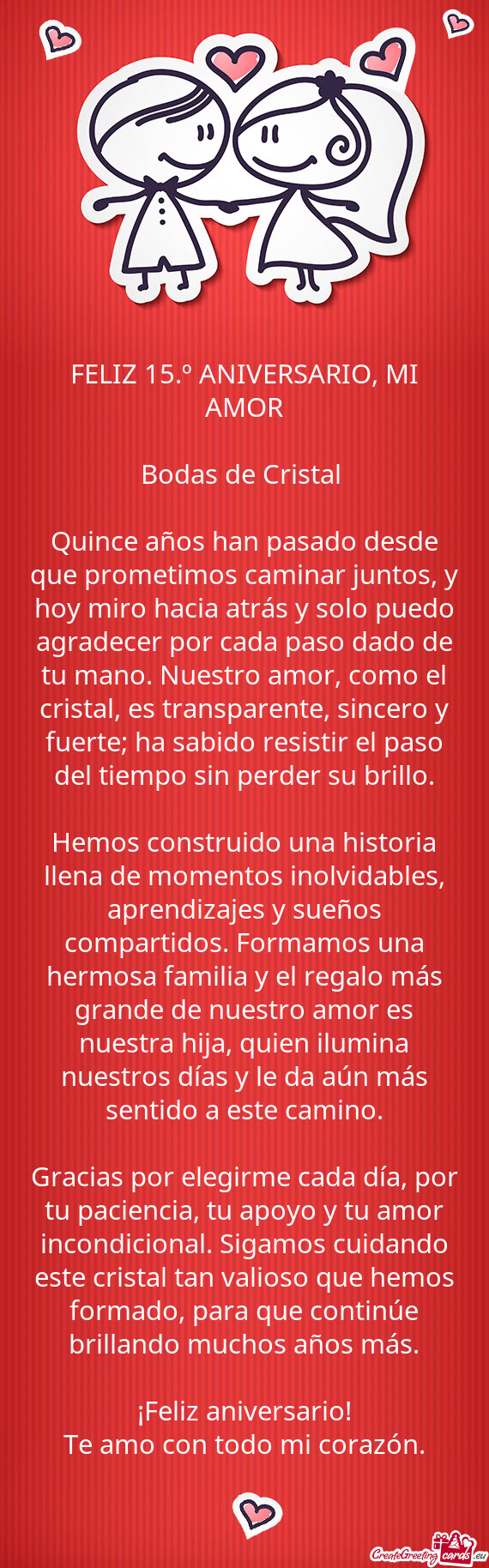 FELIZ 15.º ANIVERSARIO, MI AMOR