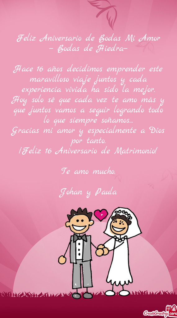 ¡Feliz 16 Aniversario de Matrimonio
