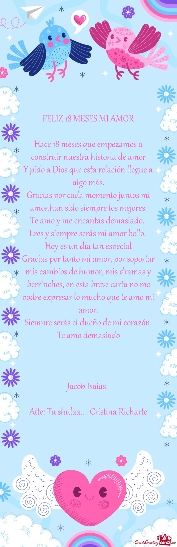 FELIZ 18 MESES MI AMOR