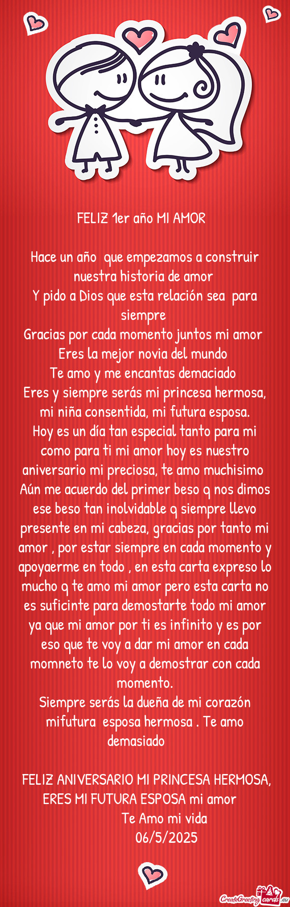 FELIZ 1er año MI AMOR 💛