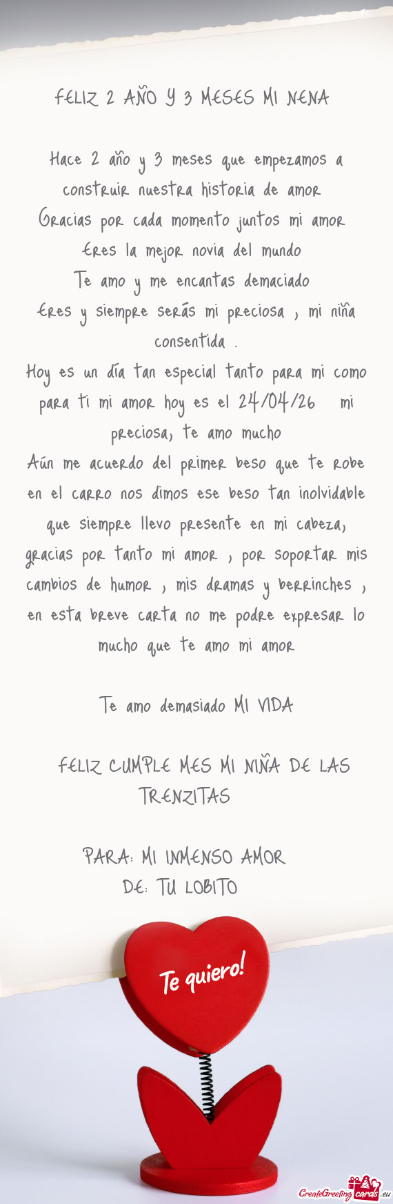 FELIZ 2 AÑO Y 3 MESES MI NENA