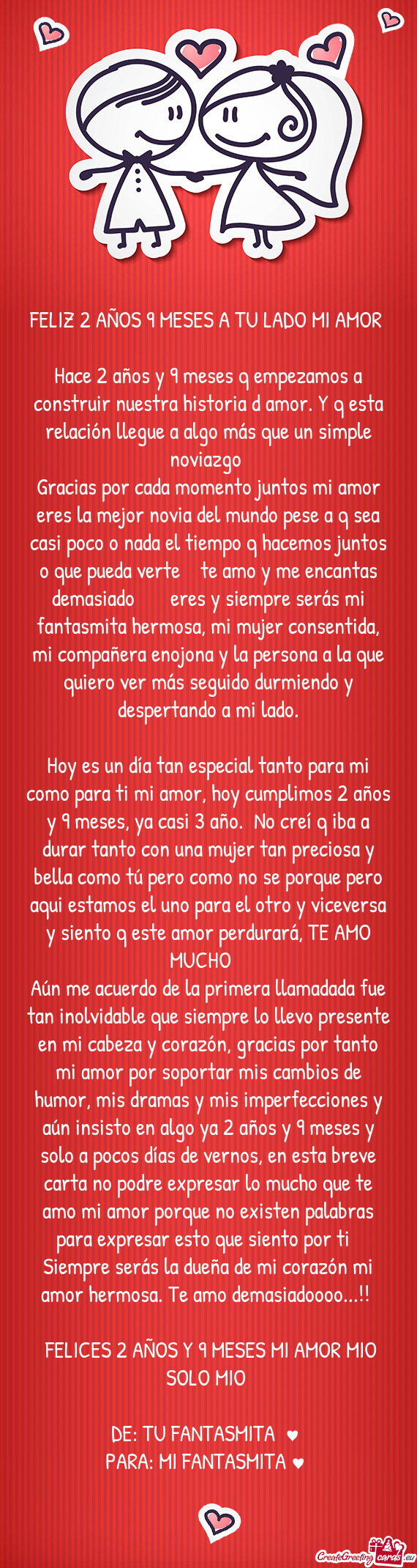 FELIZ 2 AÑOS 9 MESES A TU LADO MI AMOR