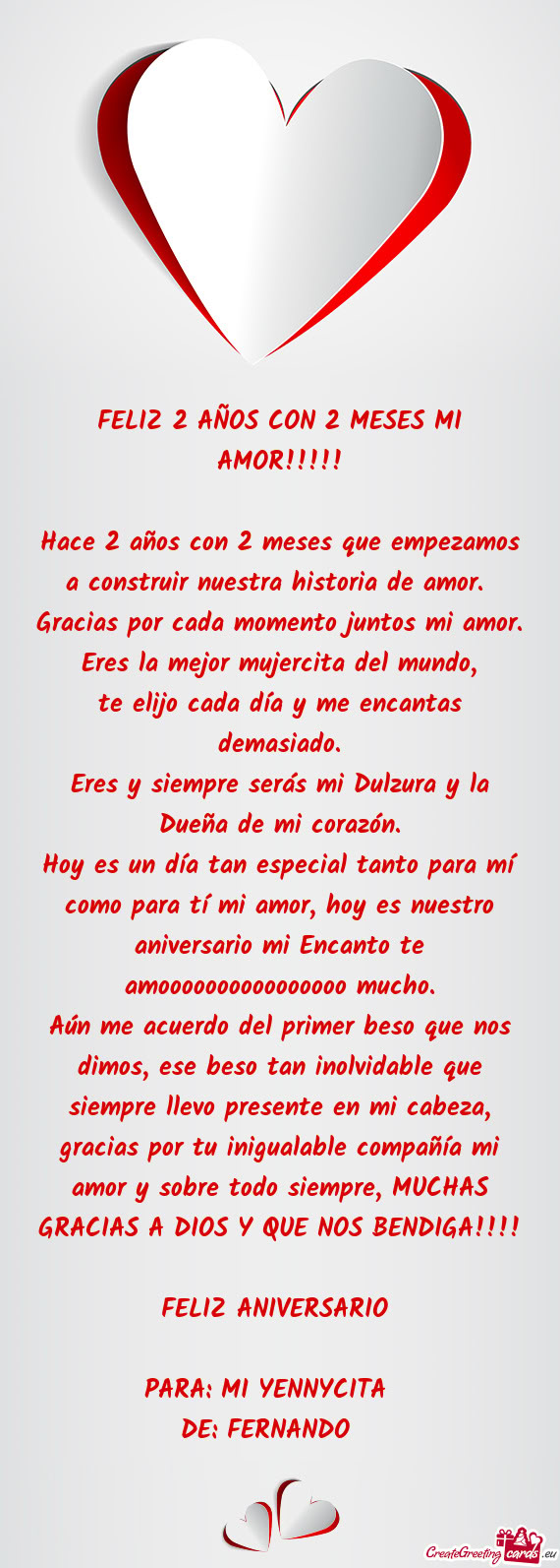 FELIZ 2 AÑOS CON 2 MESES MI AMOR