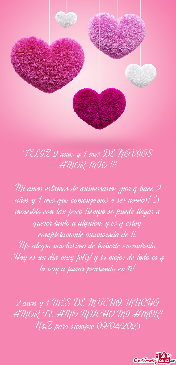 FELIZ 2 años y 1 mes DE NOVIOS AMOR MÍO