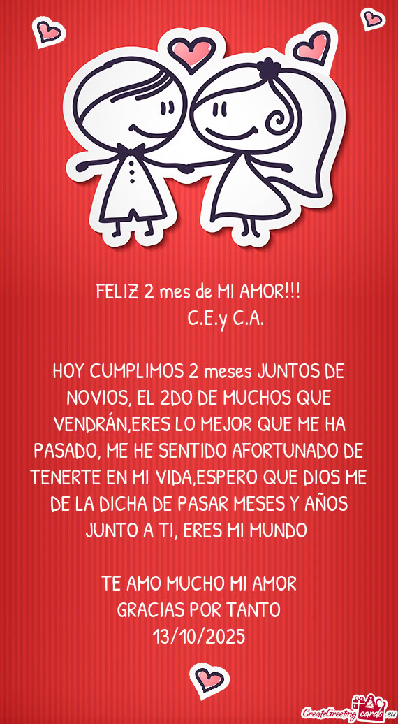 FELIZ 2 mes de MI AMOR
