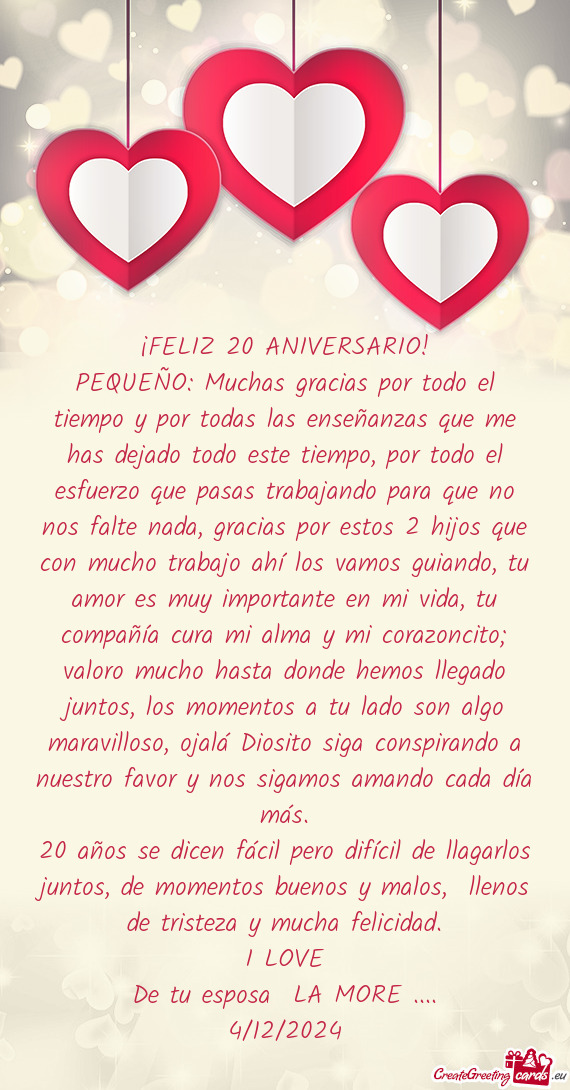 ¡FELIZ 20 ANIVERSARIO