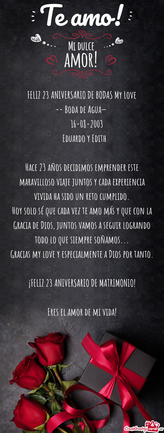 FELIZ 23 ANIVERSARIO DE BODAS My Love