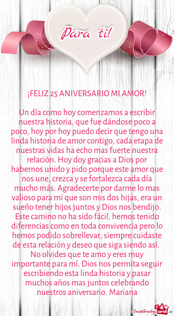 ¡FELIZ 25 ANIVERSARIO MI AMOR