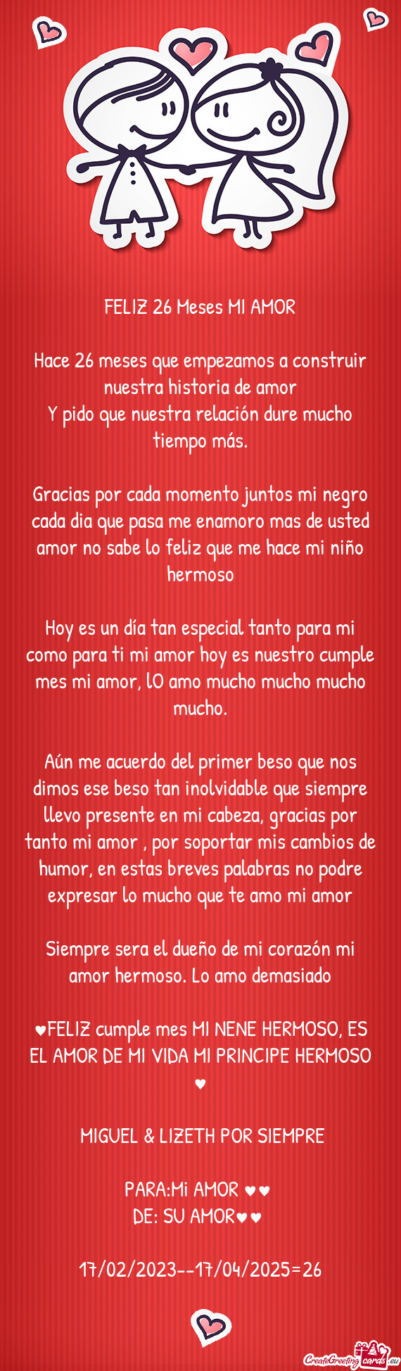 FELIZ 26 Meses MI AMOR