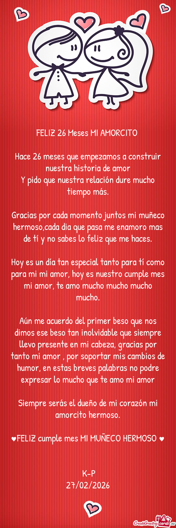 FELIZ 26 Meses MI AMORCITO