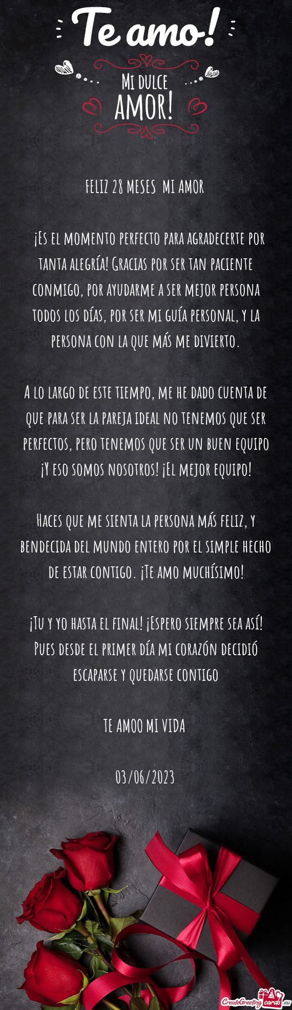 FELIZ 28 MESES MI AMOR