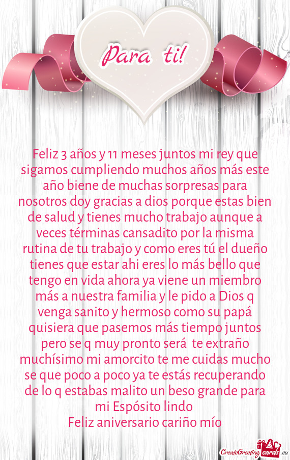 Feliz 3 años y 11 meses juntos mi rey que sigamos cumpliendo muchos años más este año biene de m