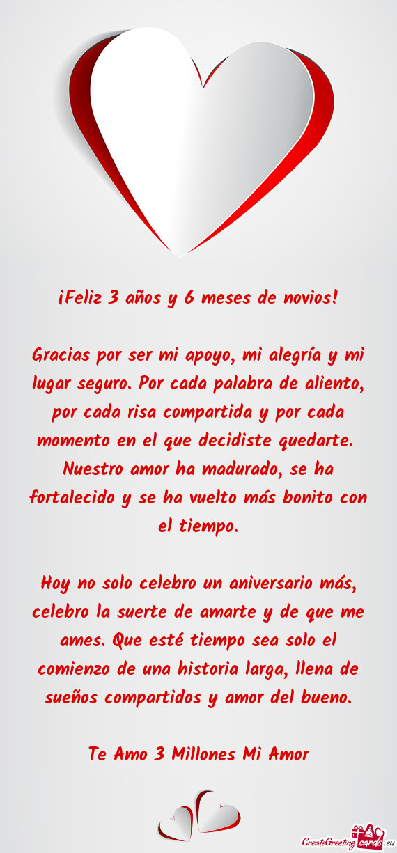 ¡Feliz 3 años y 6 meses de novios
