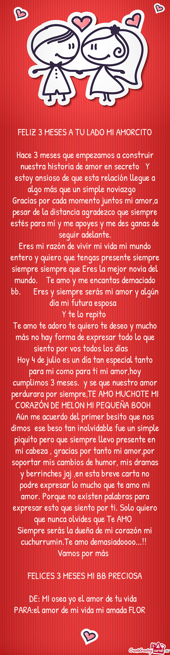 FELIZ 3 MESES A TU LADO MI AMORCITO