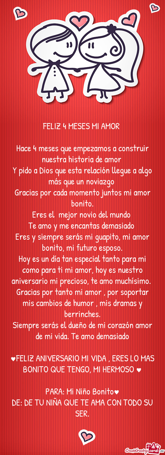 FELIZ 4 MESES MI AMOR