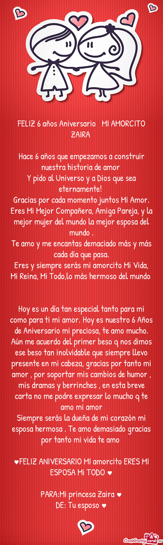 FELIZ 6 años Aniversario 🤍 MI AMORCITO ZAIRA