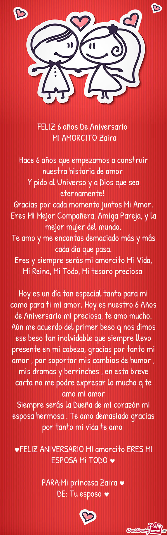 FELIZ 6 años De Aniversario