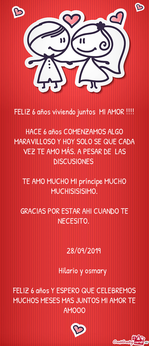 FELIZ 6 años viviendo juntos MI AMOR