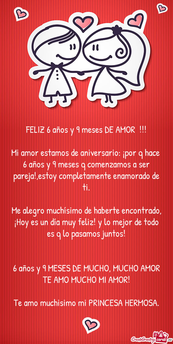 FELIZ 6 años y 9 meses DE AMOR