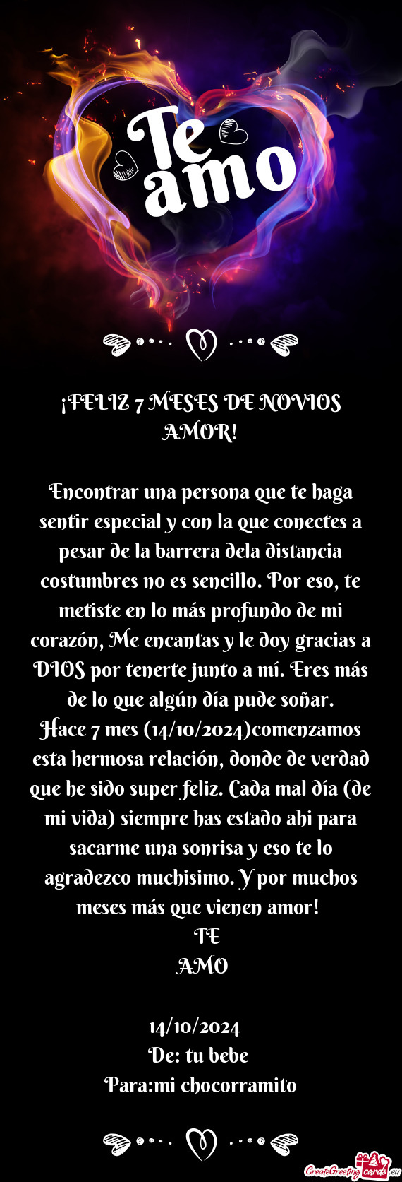 ¡FELIZ 7 MESES DE NOVIOS AMOR