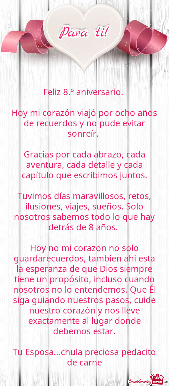 Feliz 8.º aniversario