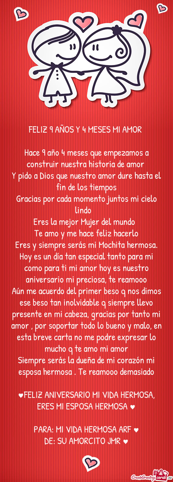 FELIZ 9 AÑOS Y 4 MESES MI AMOR