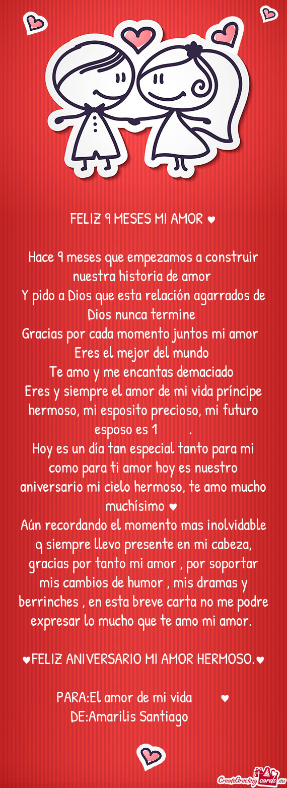 🎉FELIZ 9 MESES MI AMOR ♥️