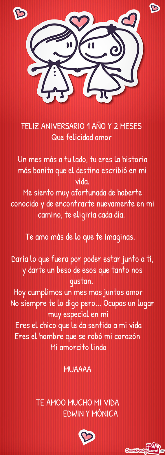 ❤️FELIZ ANIVERSARIO 1 AÑO Y 2 MESES❤️