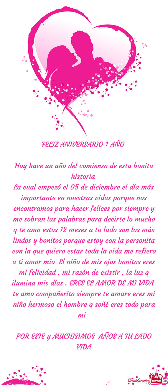 FELIZ ANIVERSARIO 1 AÑO