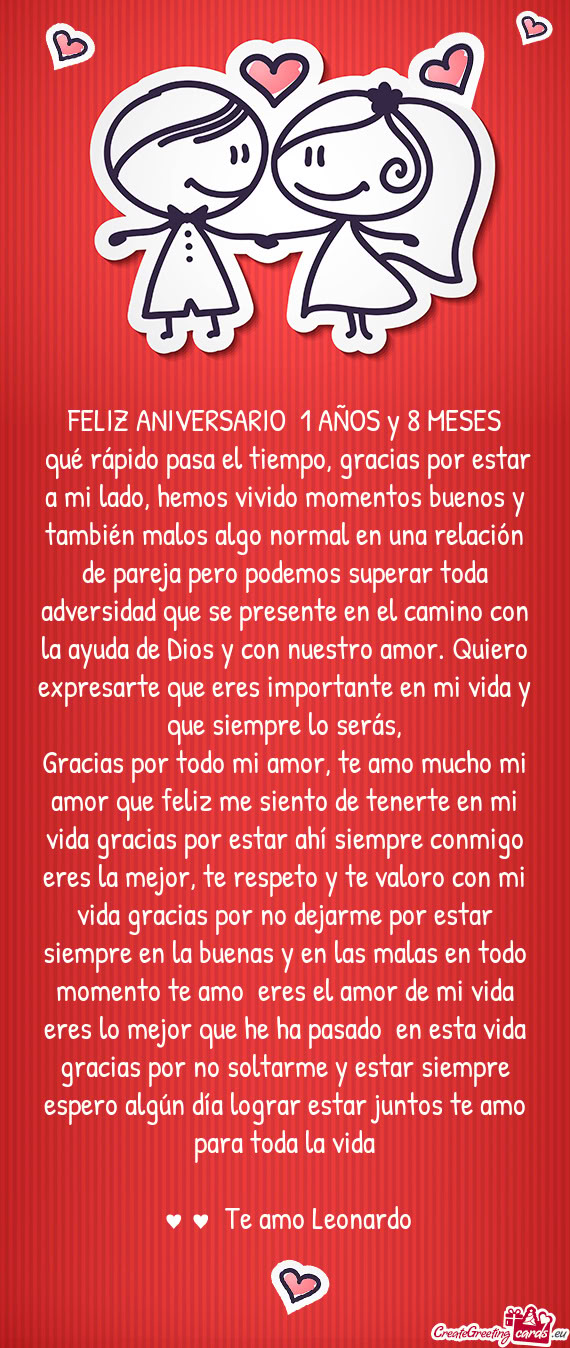 FELIZ ANIVERSARIO 1 AÑOS y 8 MESES