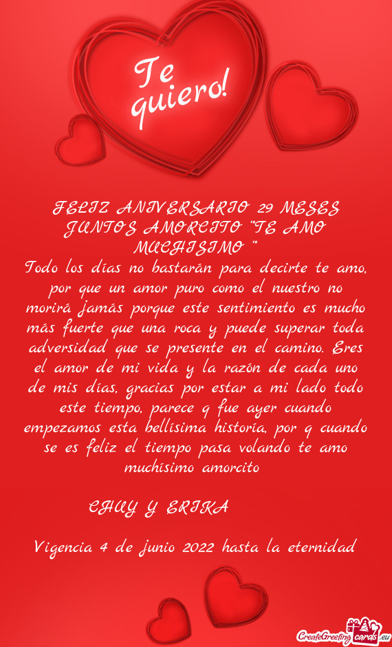 FELIZ ANIVERSARIO 29 MESES JUNTOS AMORCITO “”TE AMO MUCHISIMO “”