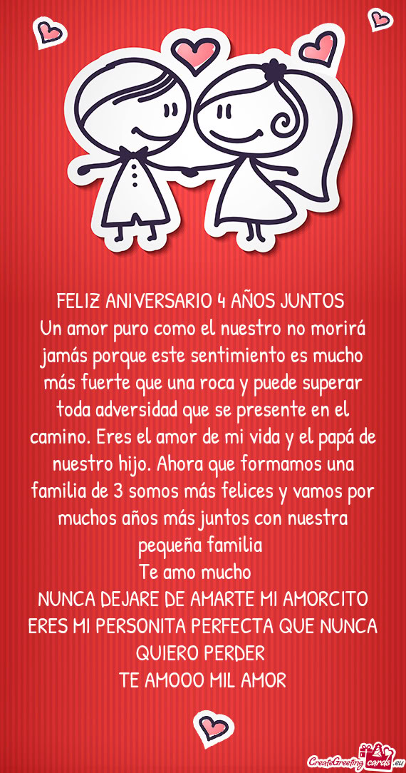 FELIZ ANIVERSARIO 4 AÑOS JUNTOS