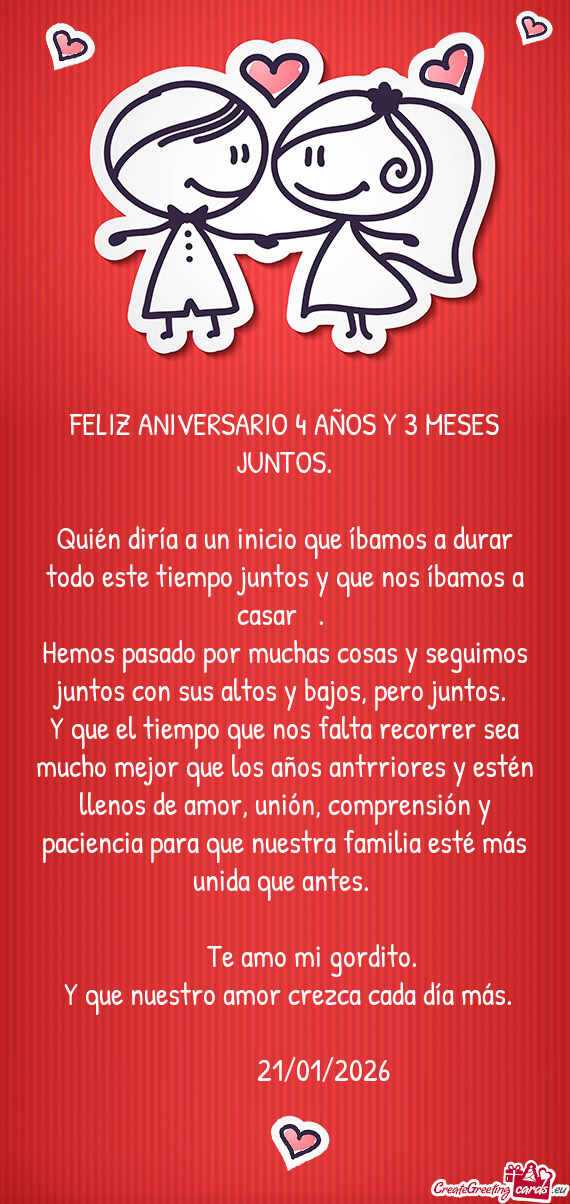 FELIZ ANIVERSARIO 4 AÑOS Y 3 MESES JUNTOS