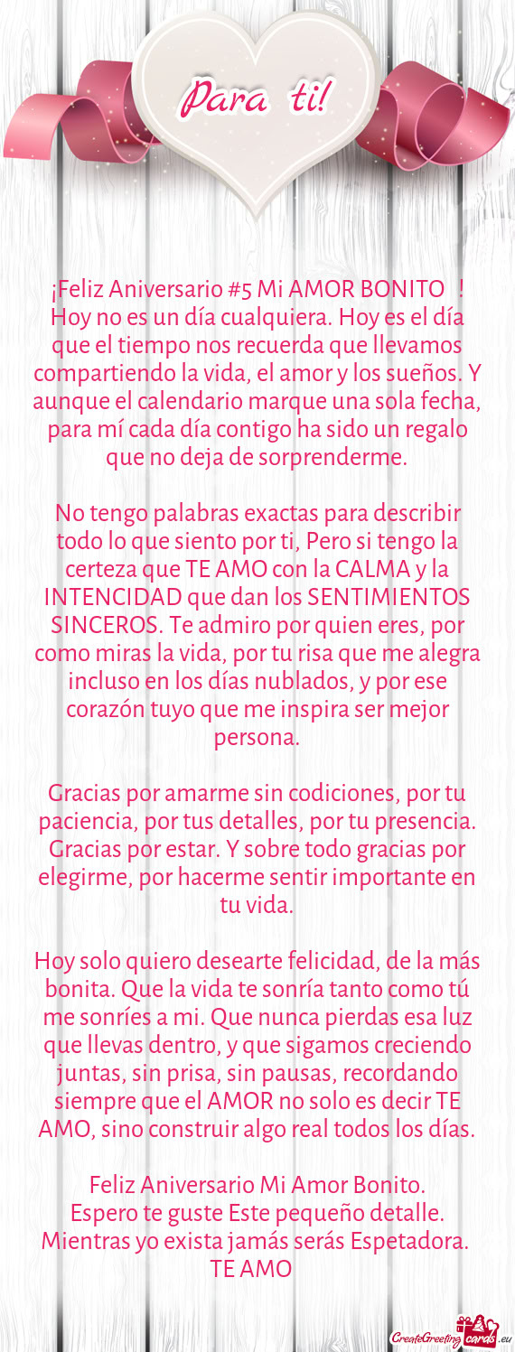 ¡Feliz Aniversario #5 Mi AMOR BONITO❤️