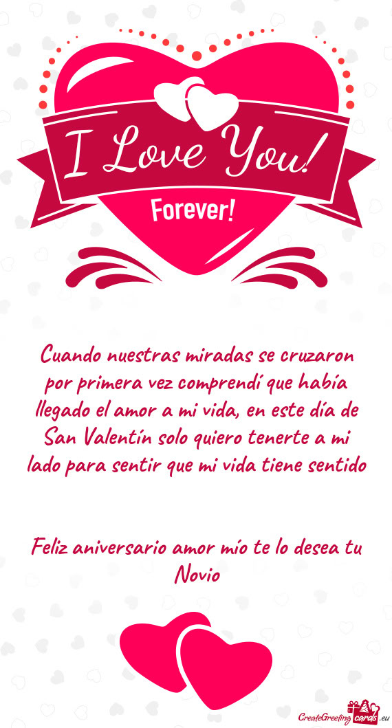 Feliz aniversario amor mío te lo desea tu Novio