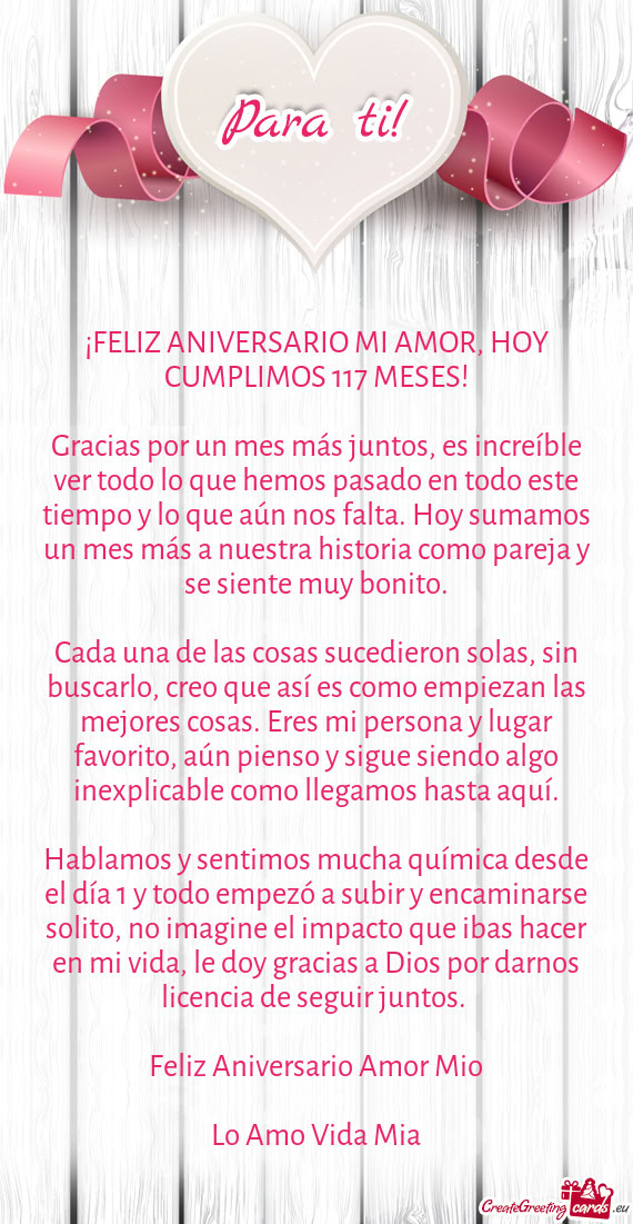 Feliz Aniversario Amor Mio