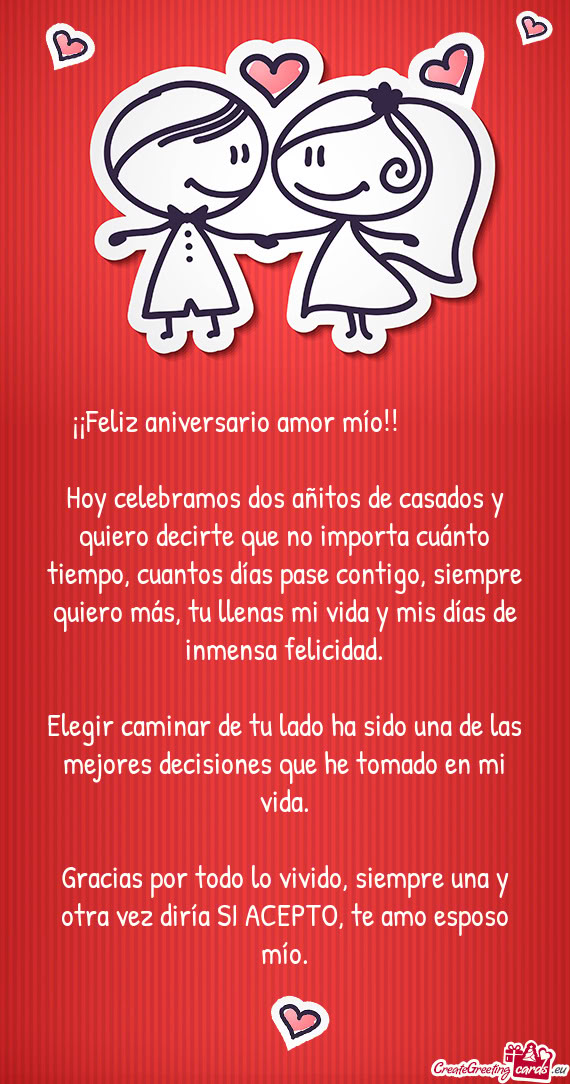 ¡¡Feliz aniversario amor mío